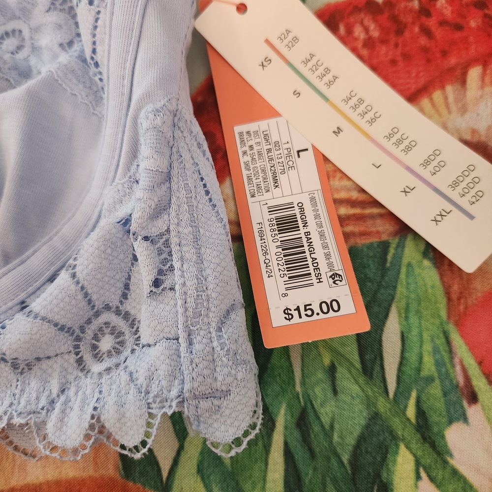 Colsie Light Blue Lace Halter Top Bralette - Picture 7 of 8